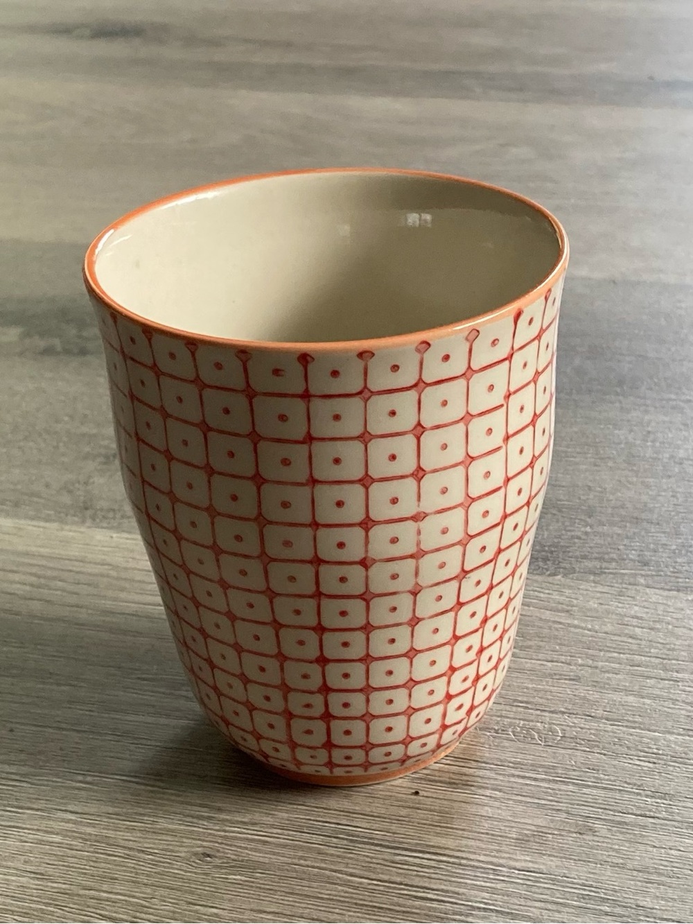Bloomingville Ceramic Carla Cup with Orange Grid Motif